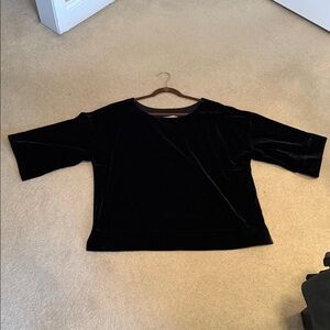 Soft Surroundings Black Velvet 3/4 Sleeve Top